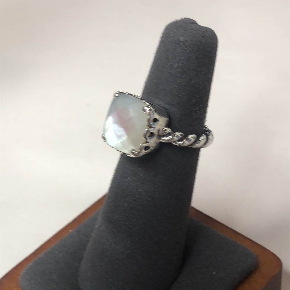 PANDORA Sincerity Twisted Sterling Silver Mother Of Pearl Cushion Cut Ring 50 5 - Picture 3 of 16
